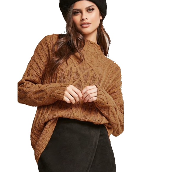 Forever 21 Sweaters - Forever 21 Mockneck Cable Knit Sweater